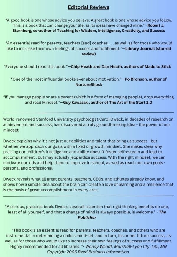 Mindset - Editorial reviews